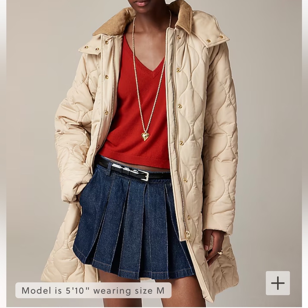 J. Crew, current season—Spring! The Stowe puffer coat in cream, tags attached.